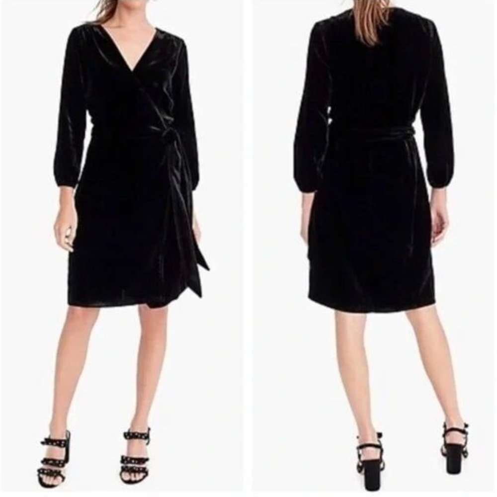 J. Crew Black Velvet Wrap Dress